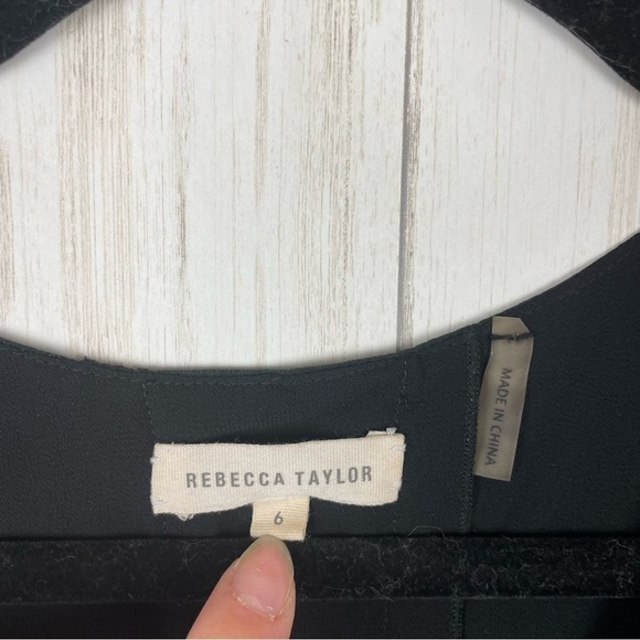 Rebecca Taylor silk sparkle split back black blouse size 6 - Picture 2 of 5